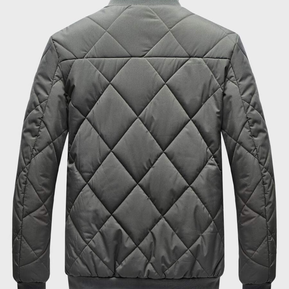 Black Mens padded quilted zip up bomber jacket - Picture 2 of 9